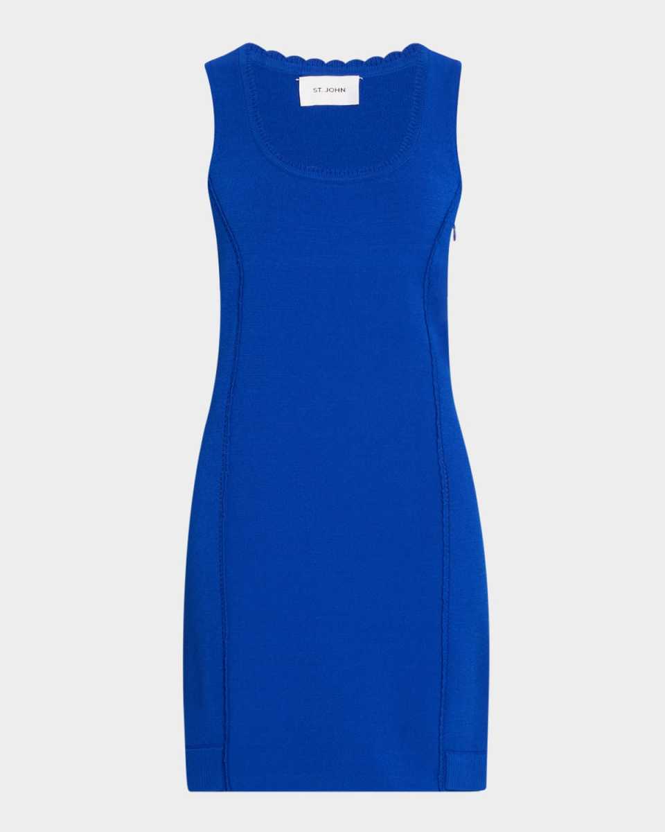 Scoop-Neck Sleeveless Mixed-Gauge Rib Dress